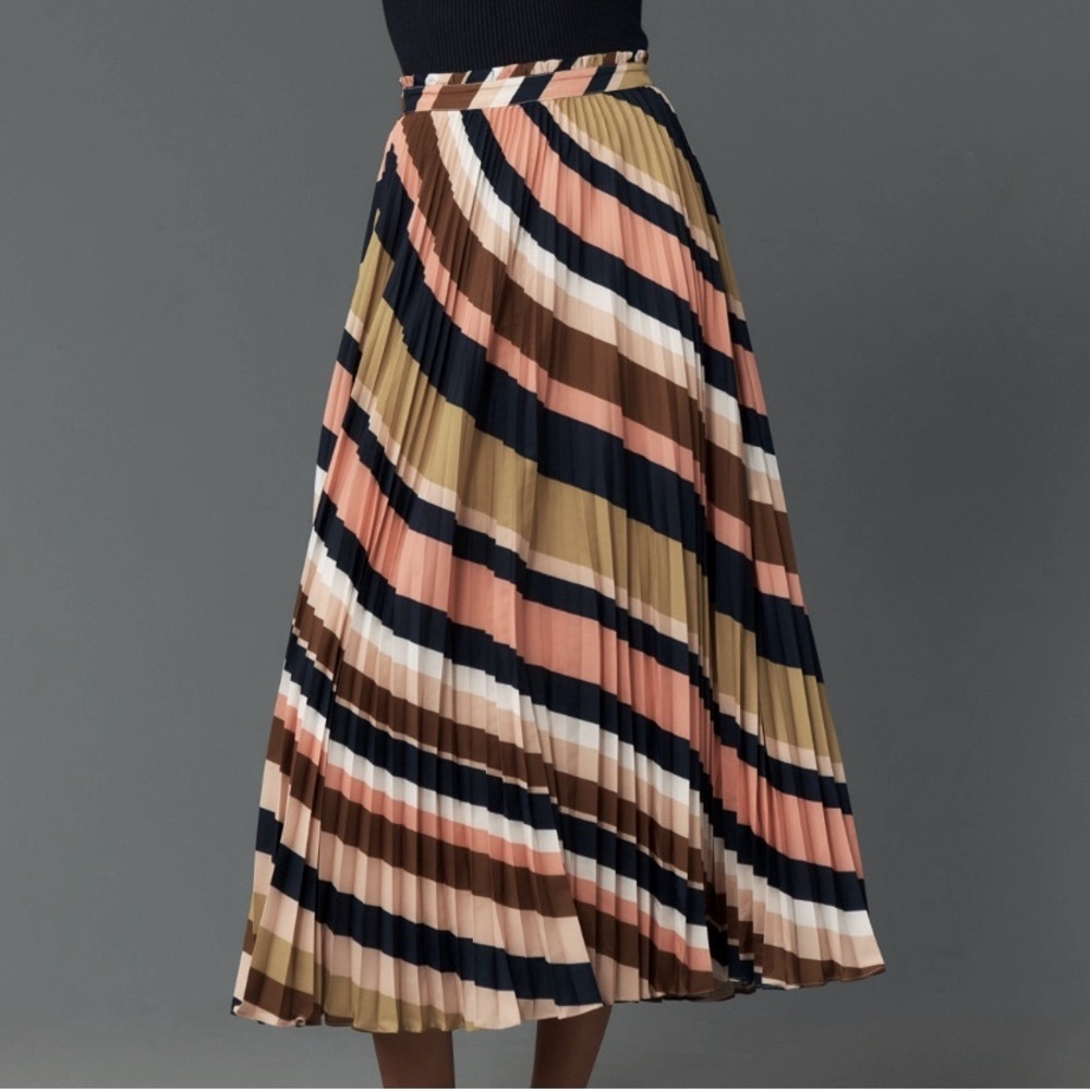 Anthropologie Skirt Isobel Silky Pleated Skirt by Maeve A-Line Sz Large, 12 NWT